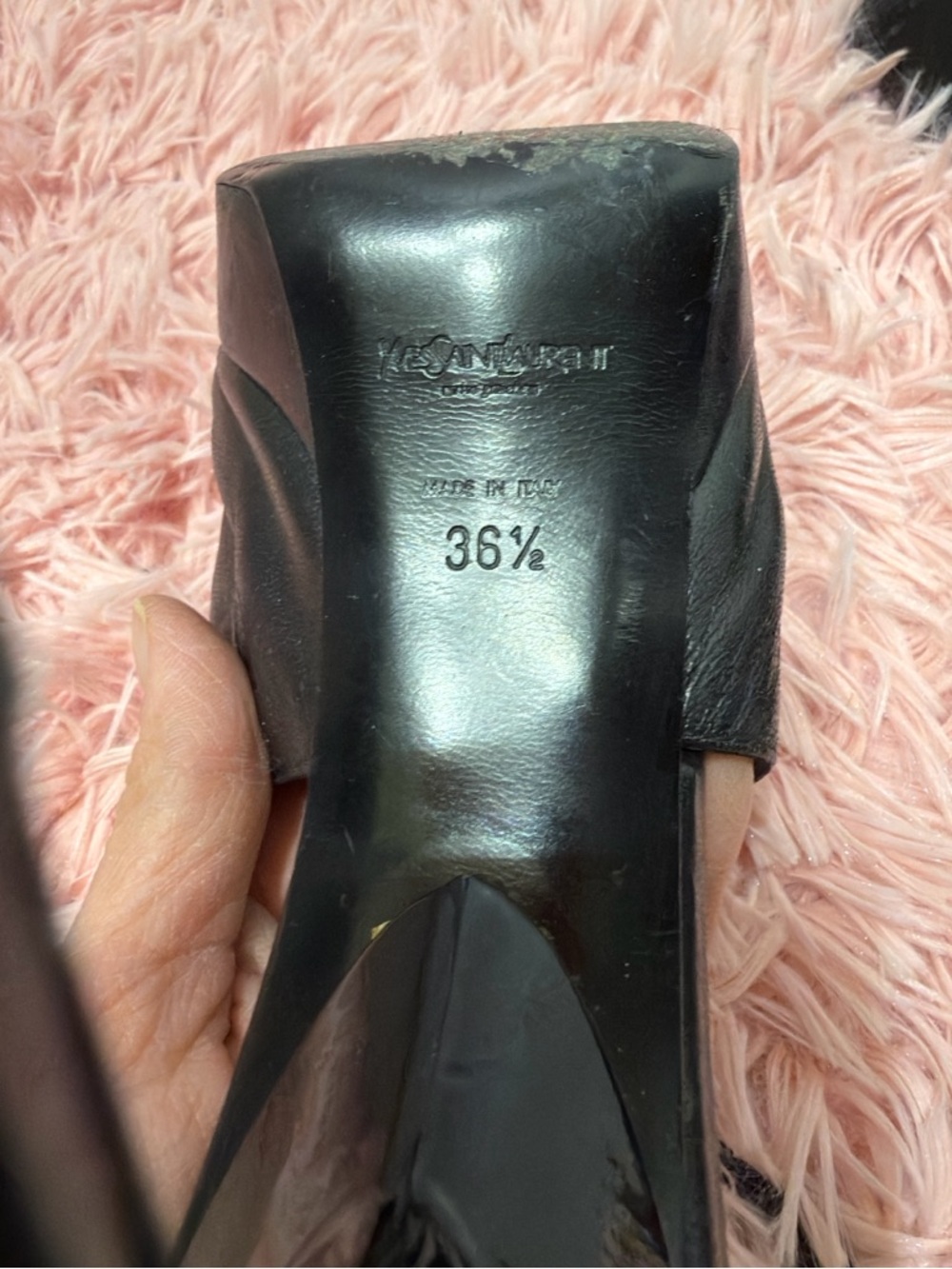 Yves Saint Laurent YSL FLORALE Leather Ankle Strap Platform Pumps Sz 6.5 GUC - Picture 8 of 11